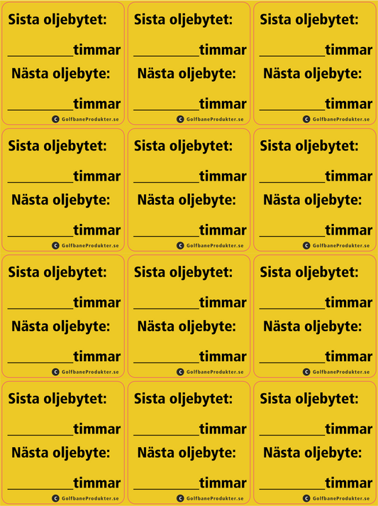 Klistermärke: "Senaste oljebyte"