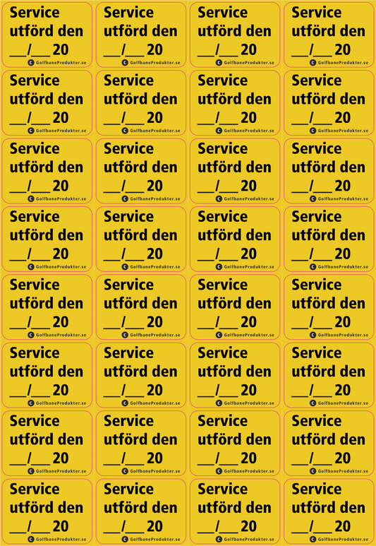 Klistermärke: "Service utförd..."