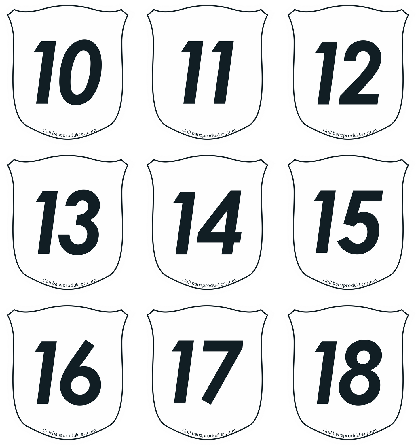 Håltal 10-18 för Skjold Putting Green flaggor