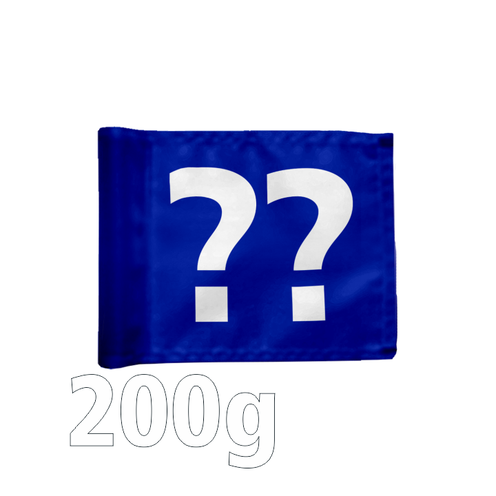 Styckvis puttinggreen flagga, dubbelsidig, blå, valfritt numme, 200 gram