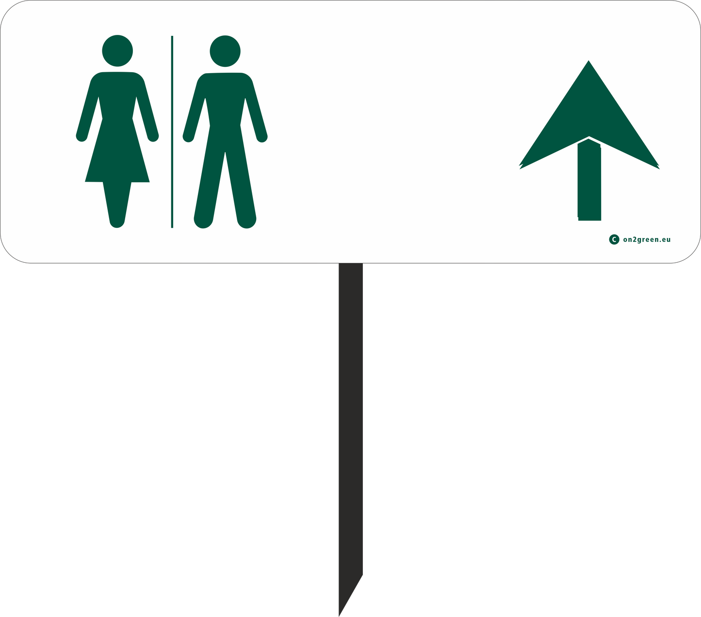 Golfskylt: Toilet symbol + pil upp