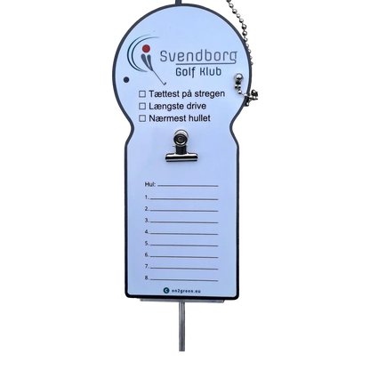 Närmast hållet skylt med måttband