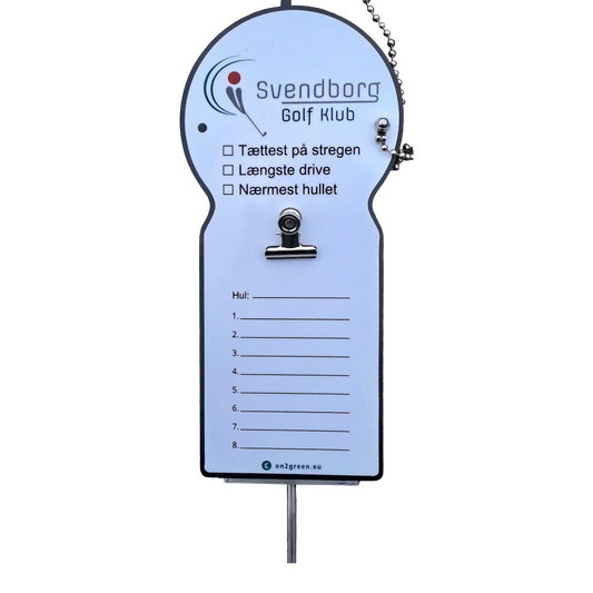 Närmast hållet skylt med måttband