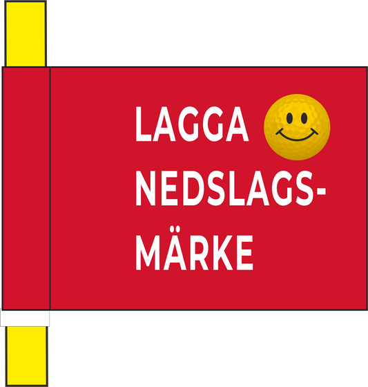 Markeringsflagga röd med "Laga nedslagsmärke"
