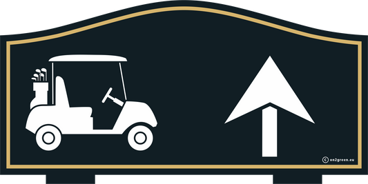 Golfskylt: NEXT TEE - golfbil & pil (upp)