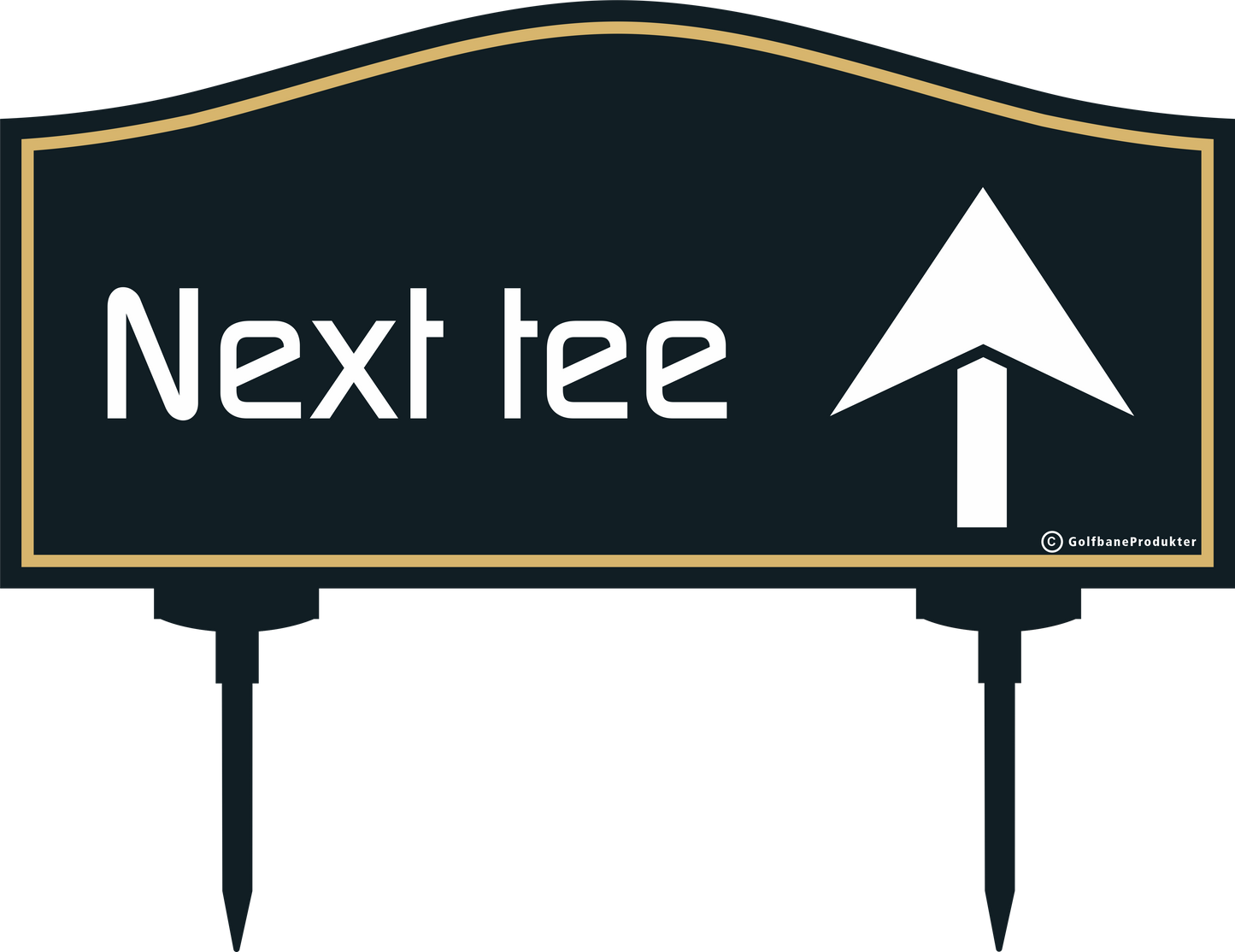 Golfskylt: NEXT TEE - endast text & pil (upp)