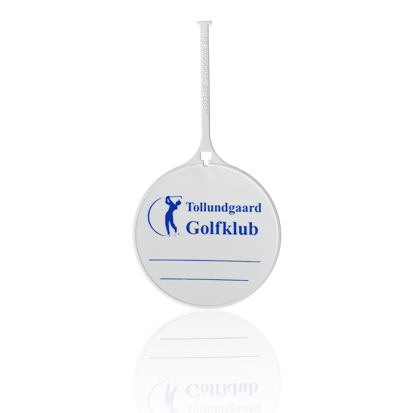 Bagmärke vit med tryck