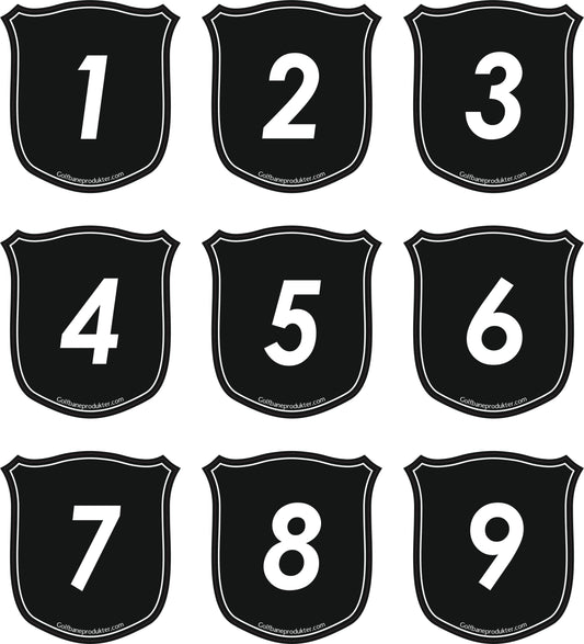 Håltal 1-9 för Skjold Putting Green flaggor