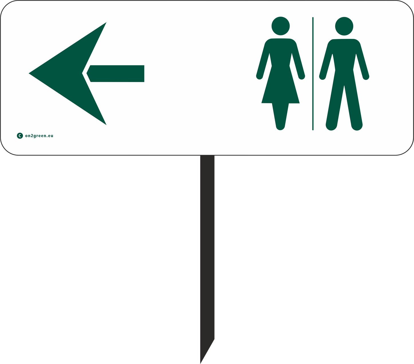 Golfskylt: Toilet symbol + pil vänster