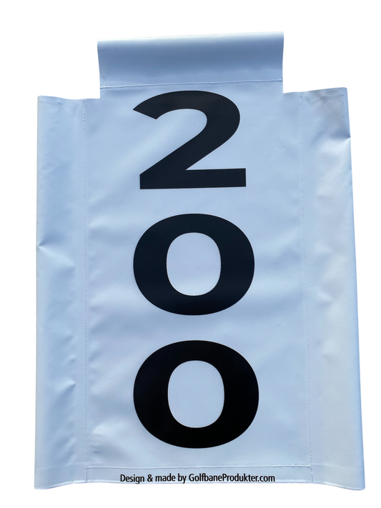 Avståndsskylt 200 m, vit vertikal