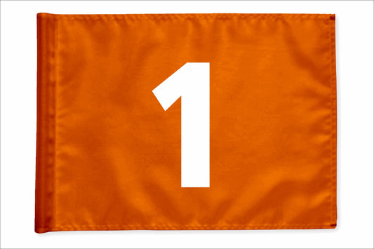 Stykvis golfflag, orange, nummer 1