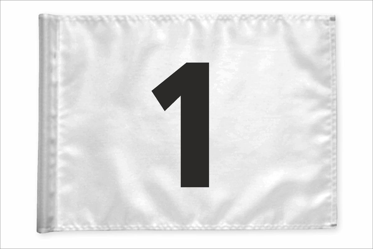 Stykvis golfflag, hvid, nummer 1