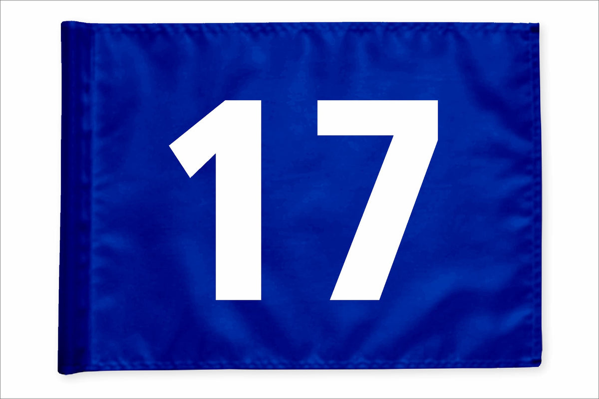 Stykvis golfflag, blå, nummer 17
