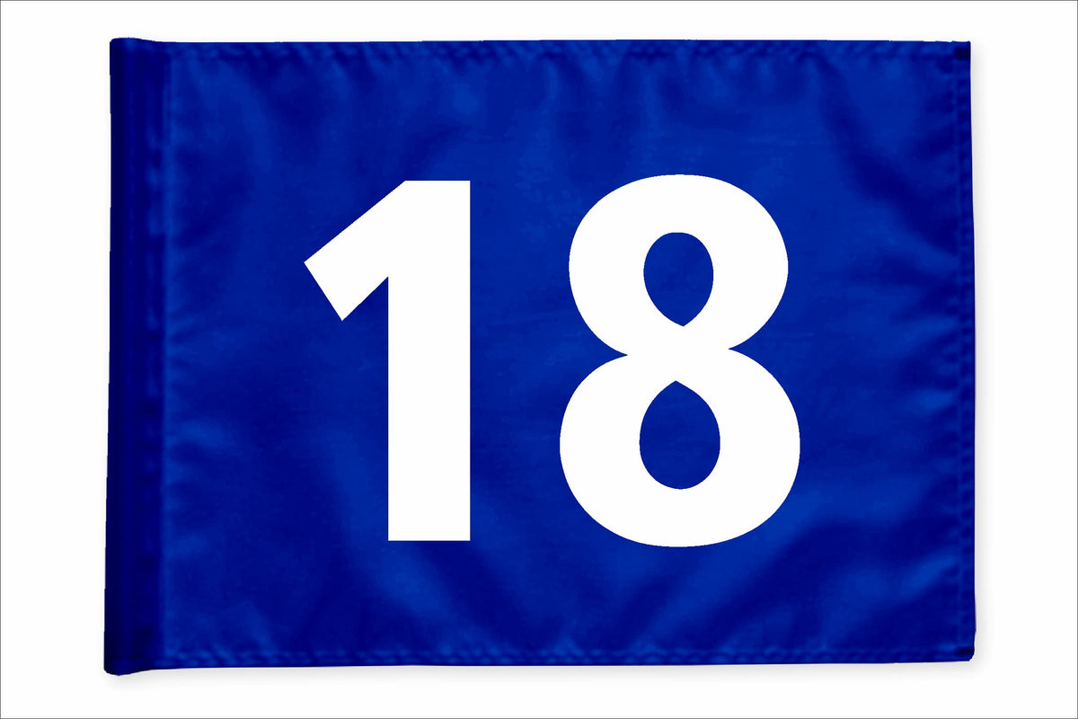 Stykvis golfflag, blå, nummer 18