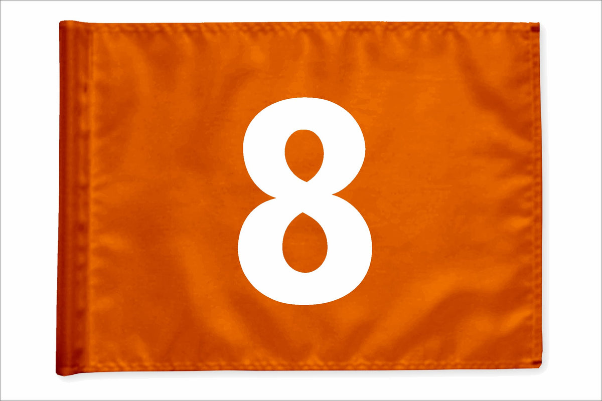 Stykvis golfflag, orange, nummer 8