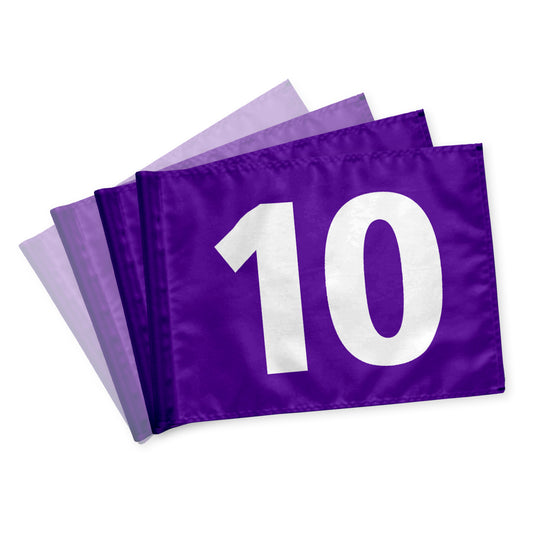 Golfflagga 10-18, violett med vita siffror, 200 gram flaggduk