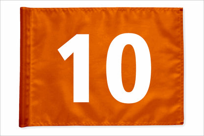 Stykvis minigolfflag, orange, nummer 10