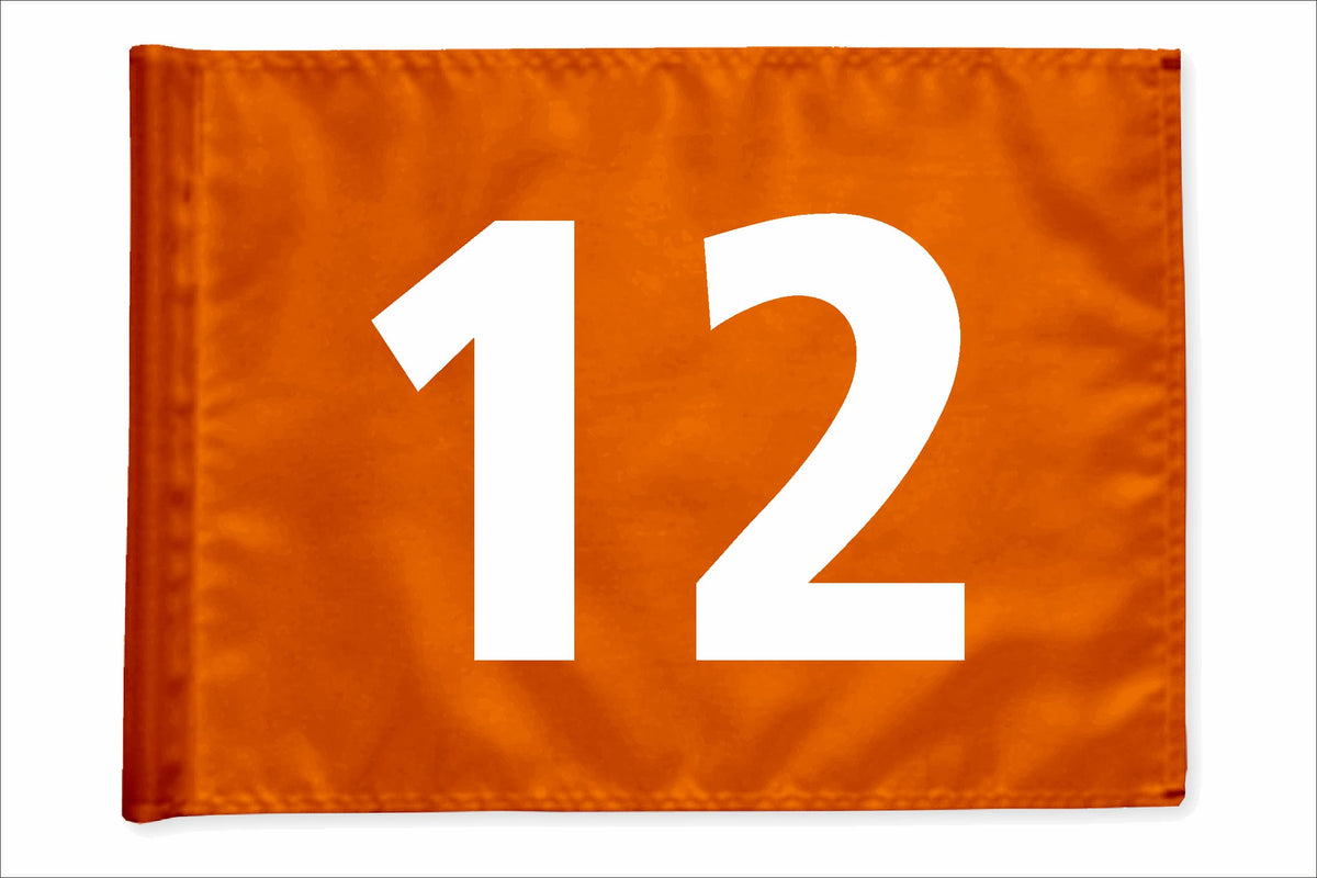 Stykvis minigolfflag, orange, nummer 12