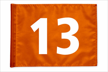 Stykvis minigolfflag, orange, nummer 13