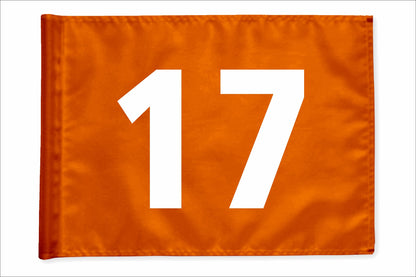 Stykvis minigolfflag, orange, nummer 17