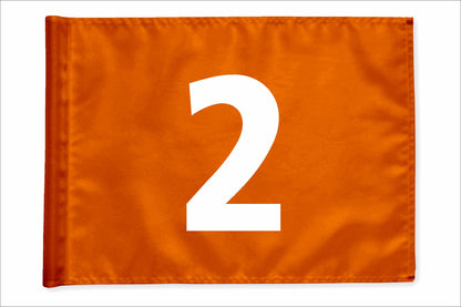 Stykvis minigolfflag, orange, nummer 2