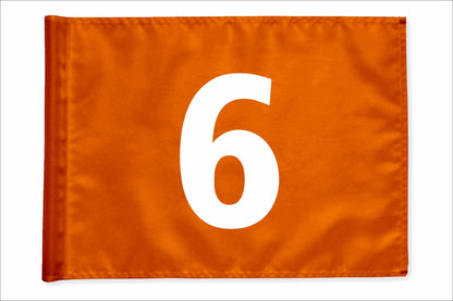 Stykvis minigolfflag, orange, nummer 6