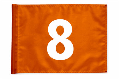 Stykvis minigolfflag, orange, nummer 8