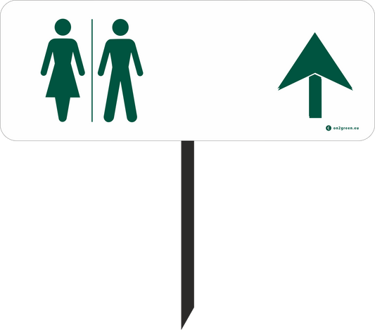 Golfskylt: Toilet symbol + pil upp