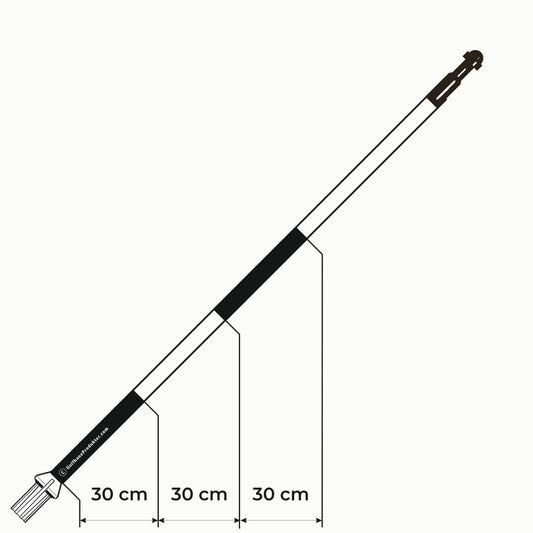 Golfflaggstang 5 fot i vit med 2 svarta fält